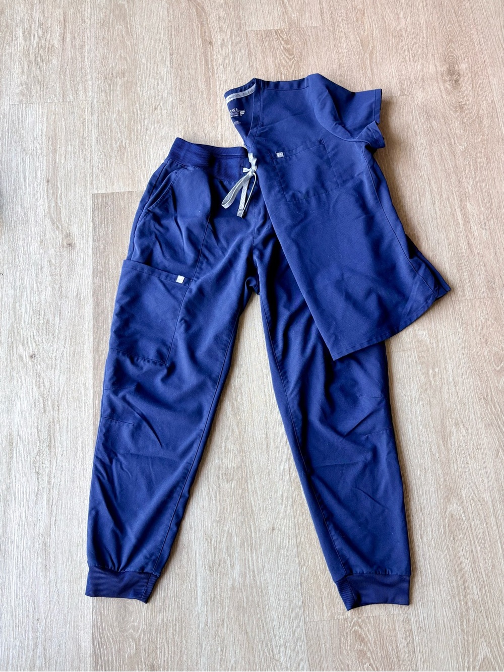 Fabletics Navy Blue Jogger Scrub Pants and Matching One Pocket Scrub Top